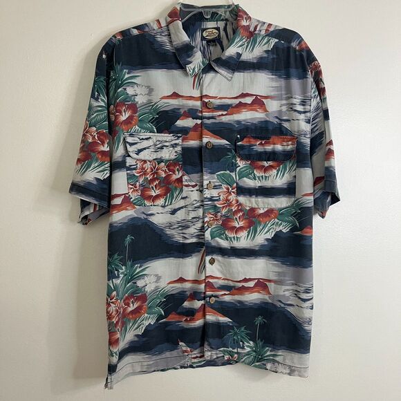 Tommy Bahama Other - Vintage Tommy Bahama Camp Shirt M Blue Button Down Yatch Sail Boat AOP Mens